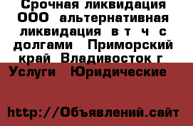 Срочная ликвидация ООО; альтернативная ликвидация, в т. ч. с долгами - Приморский край, Владивосток г. Услуги » Юридические   